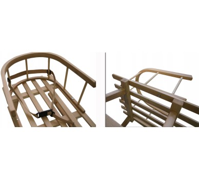 Sanki CLASSIC drewniane z oparciem i materacykiem - GRANAT LEN