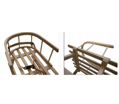 Sanki CLASSIC drewniane z oparciem i materacykiem