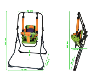 Zestaw set 4w1 Huśtawka dla dzieci + krzesełko, tacka, pałąk stabilizujący Kotek