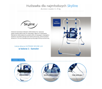 Zestaw set 4w1 Huśtawka dla dzieci + krzesełko, tacka, pałąk stabilizujący Strażak